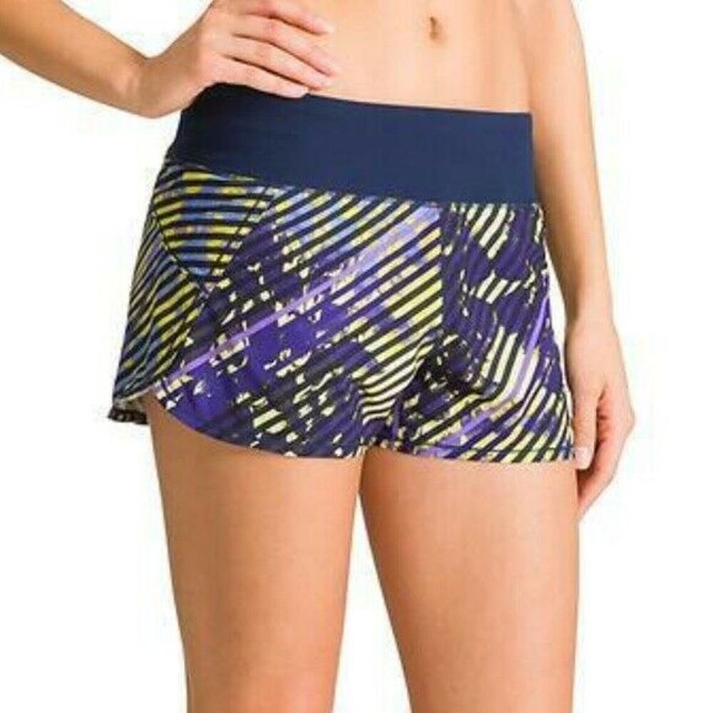 Athleta Pulse Running Shorts S Blue Yellow Security Pocket Running Gym